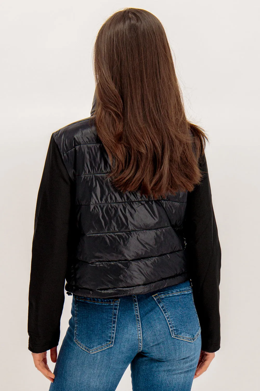 Sophie Cropped Mixed Black Jacket Anti Static Lining Thermal Lined