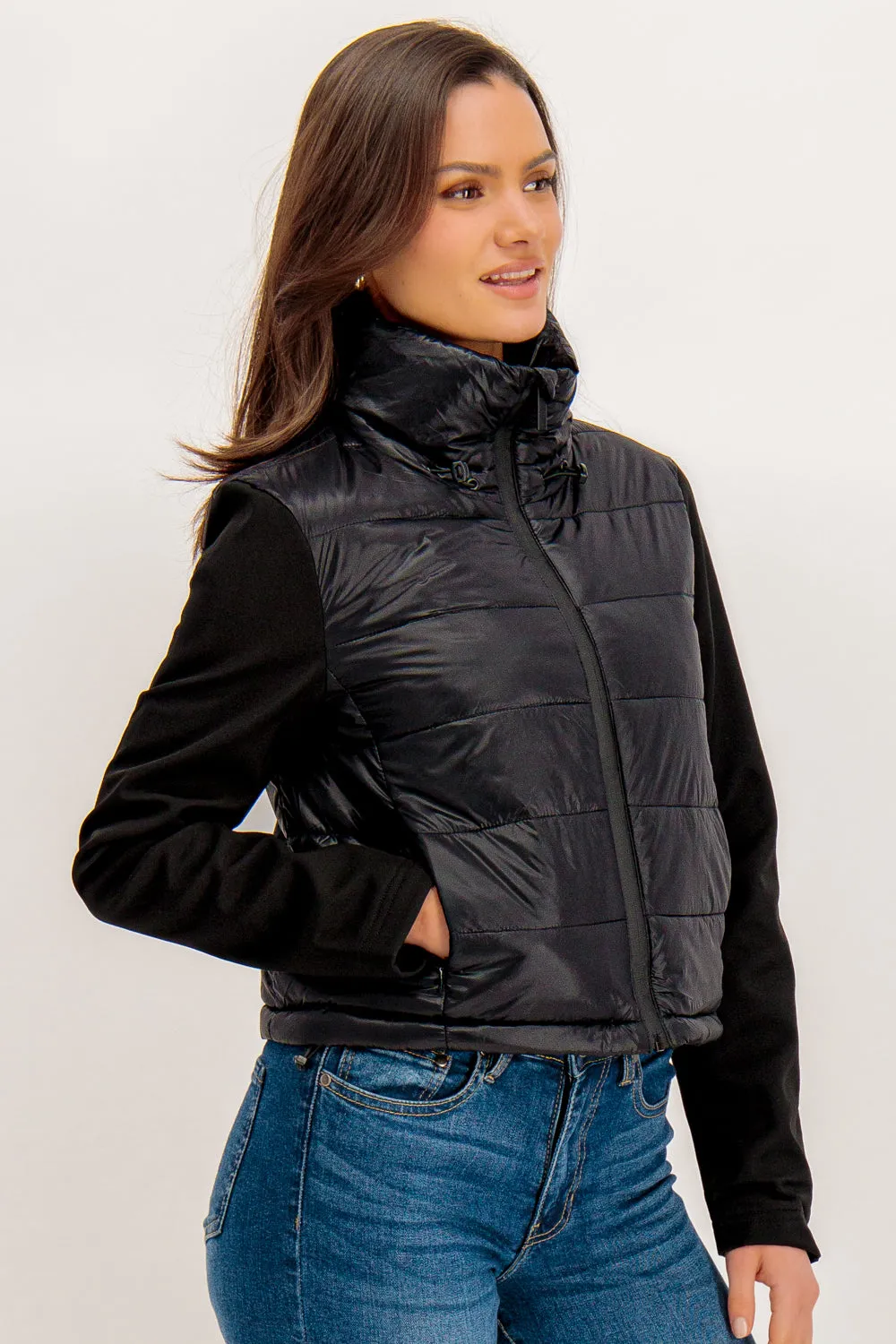Sophie Cropped Mixed Black Jacket quick dry