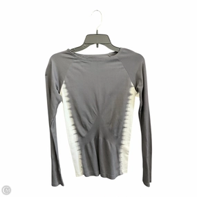 VentilatedMeshPaneling Chic Tee Athletic Top Long Sleeve Crewneck By Zella In Grey & White, Size: S