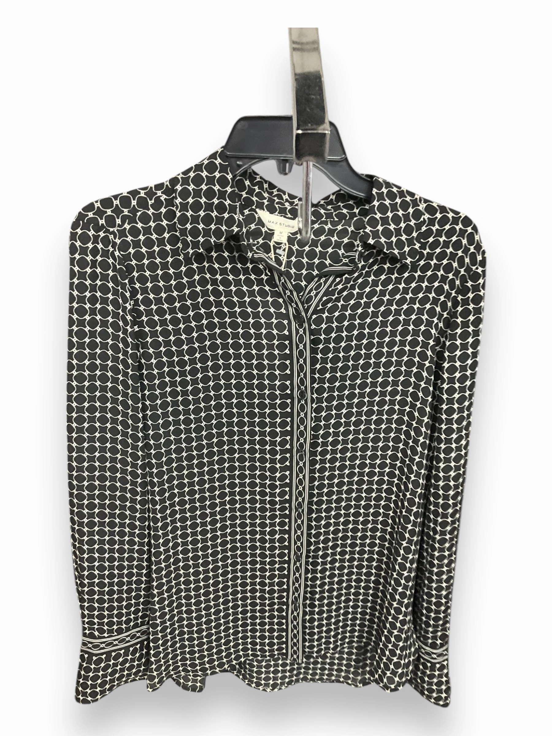 Colorfast Dye Method Blouse Long Sleeve By Max Studio In Black & White, Size: M