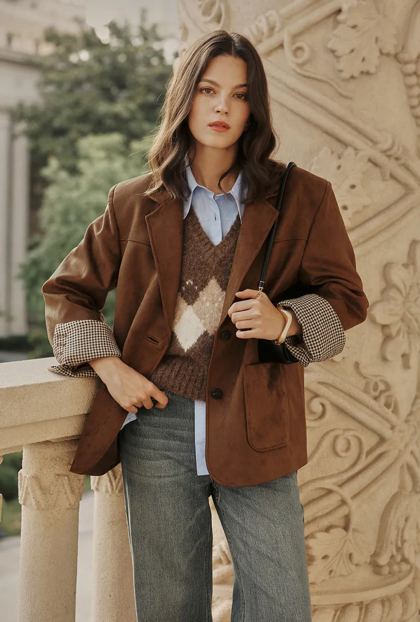 Waterproof Design Dominique Oversized Suede Blazer - Caramel
