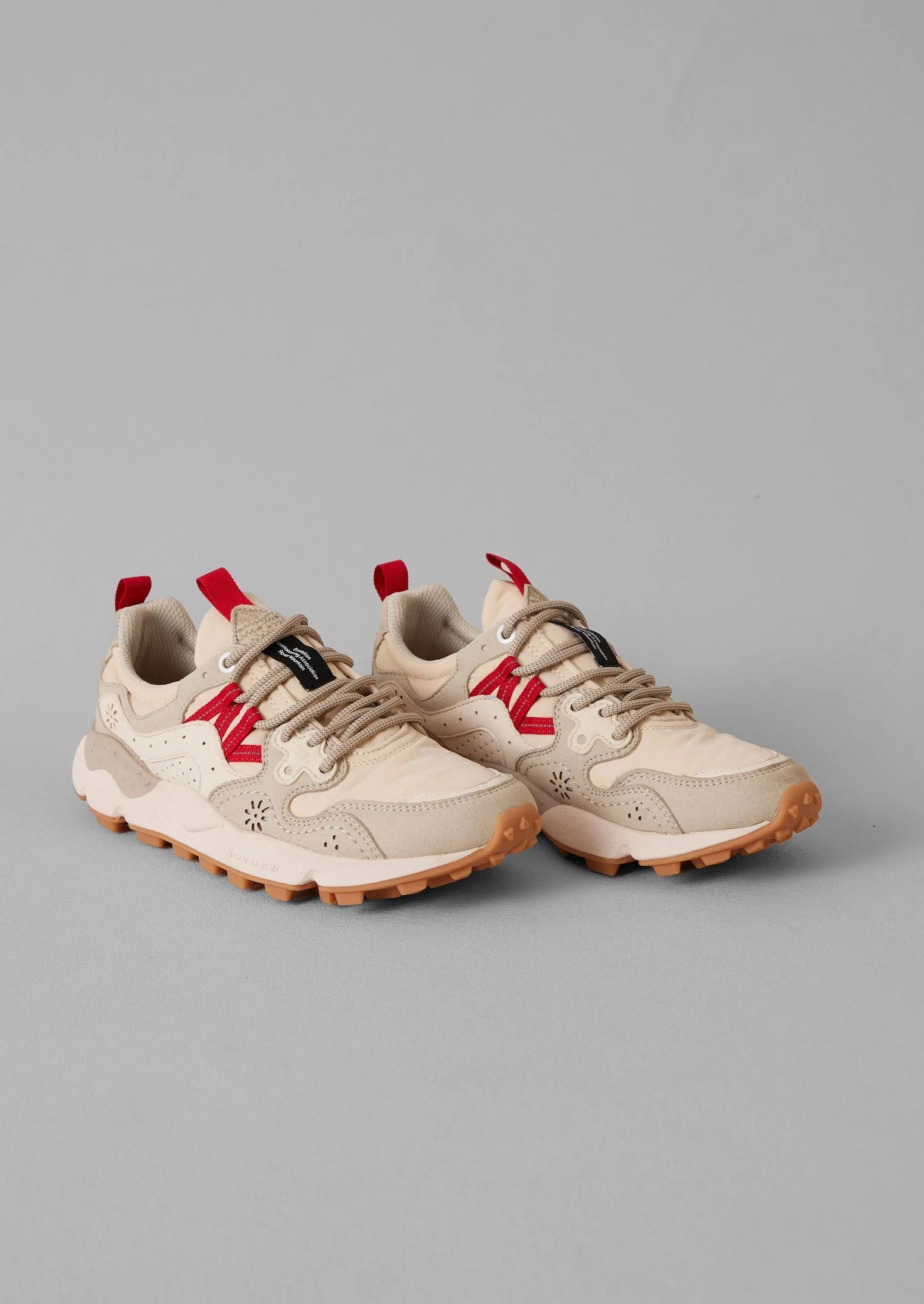 Flower Mountain Yamano Kaiso Sneakers | Cherry/Chalk Slip On Elastic Gusset