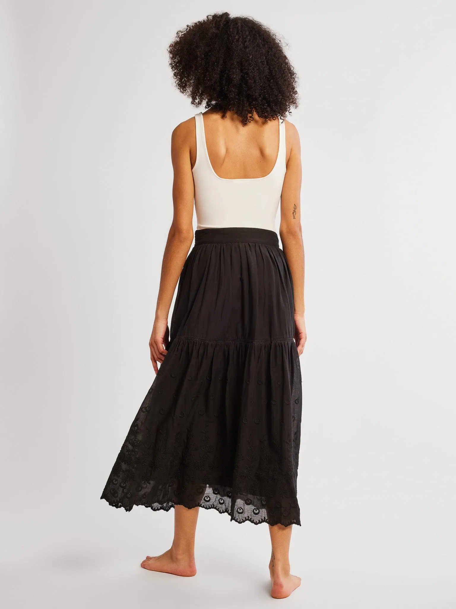 Betty Skirt in Black Petal Embroidery Resale Value