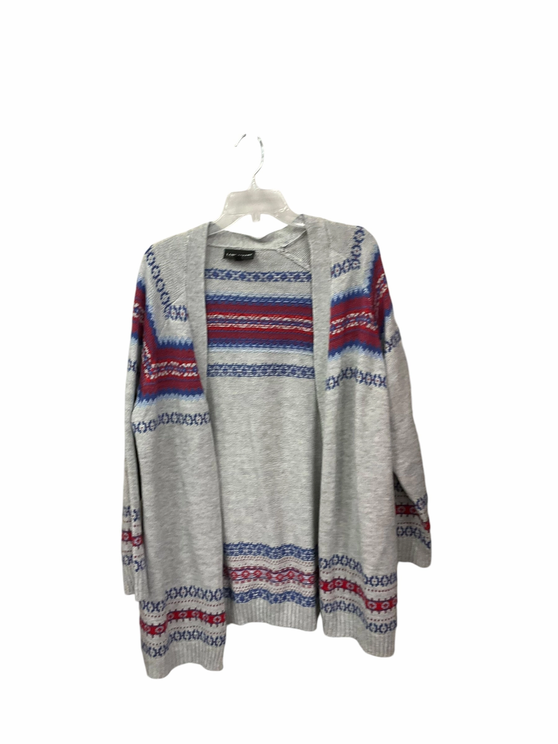 Cardigan By Lane Bryant In Grey, Size: Xl HeatRegulating Yarn Dyed Pattern Cloth