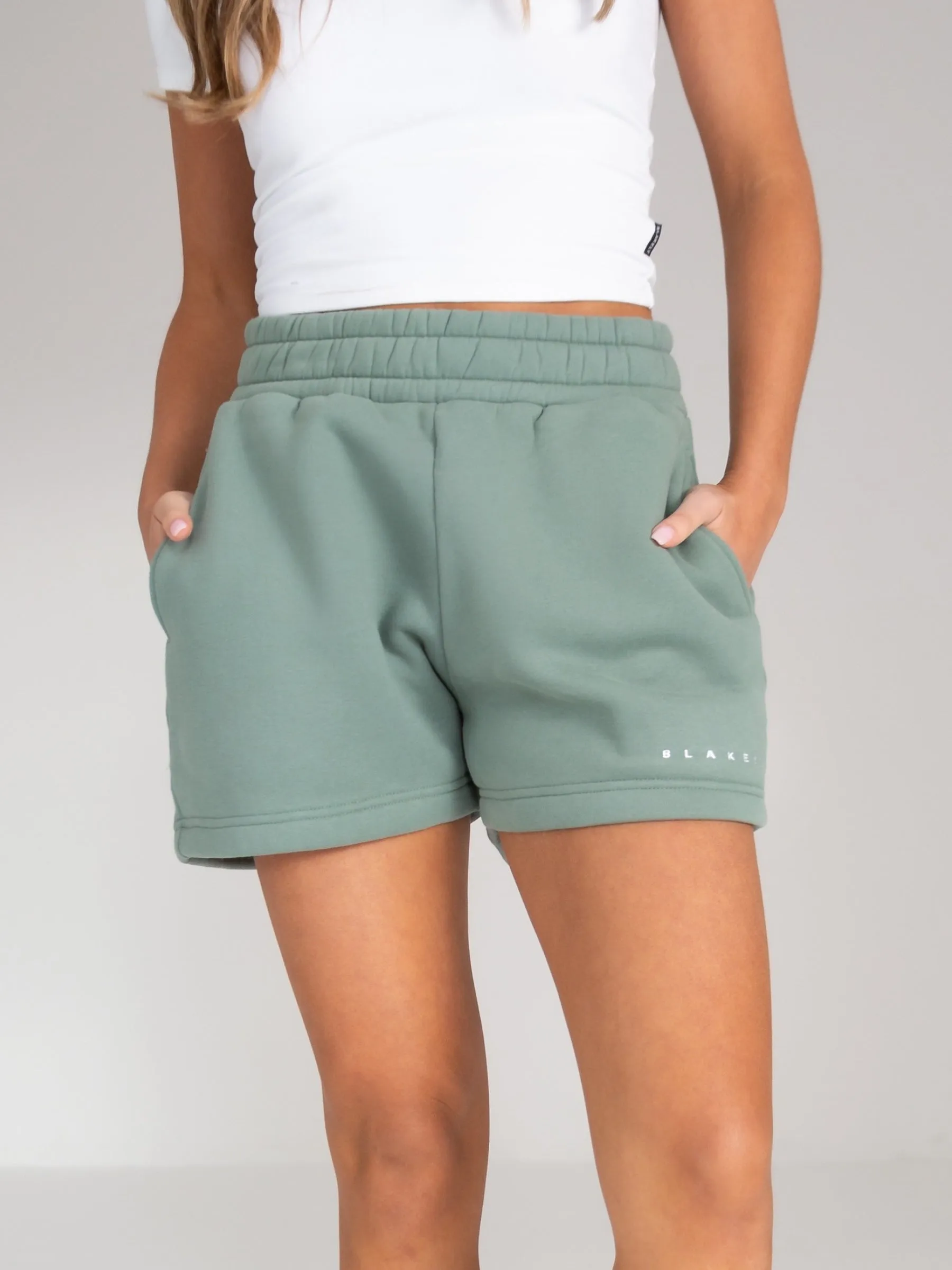 Isabel Jogger Shorts - Sage Green Summer Wardrobe day trip