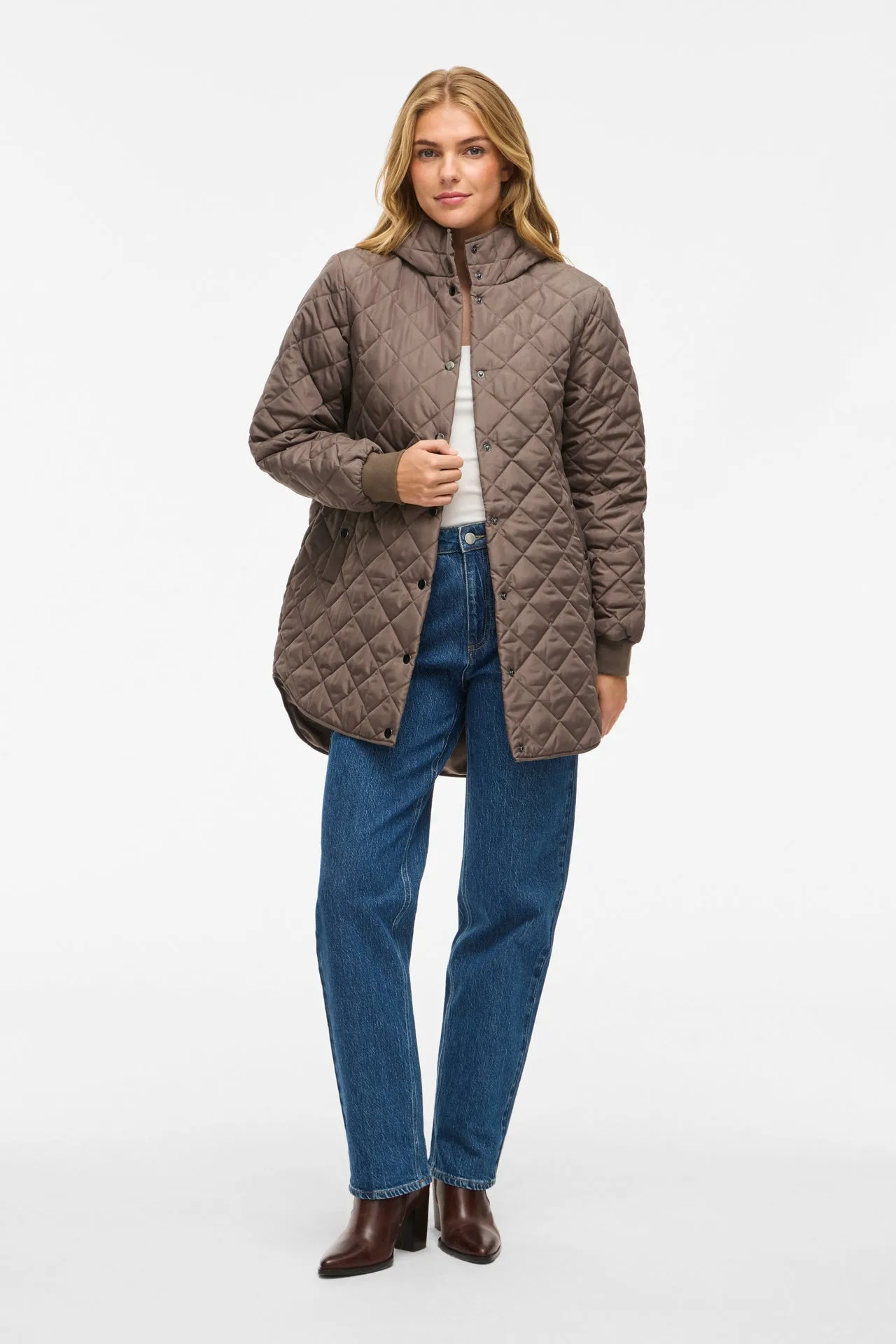 Two Tone Design Tate Falcon Brown Quilted Hooded Jacket