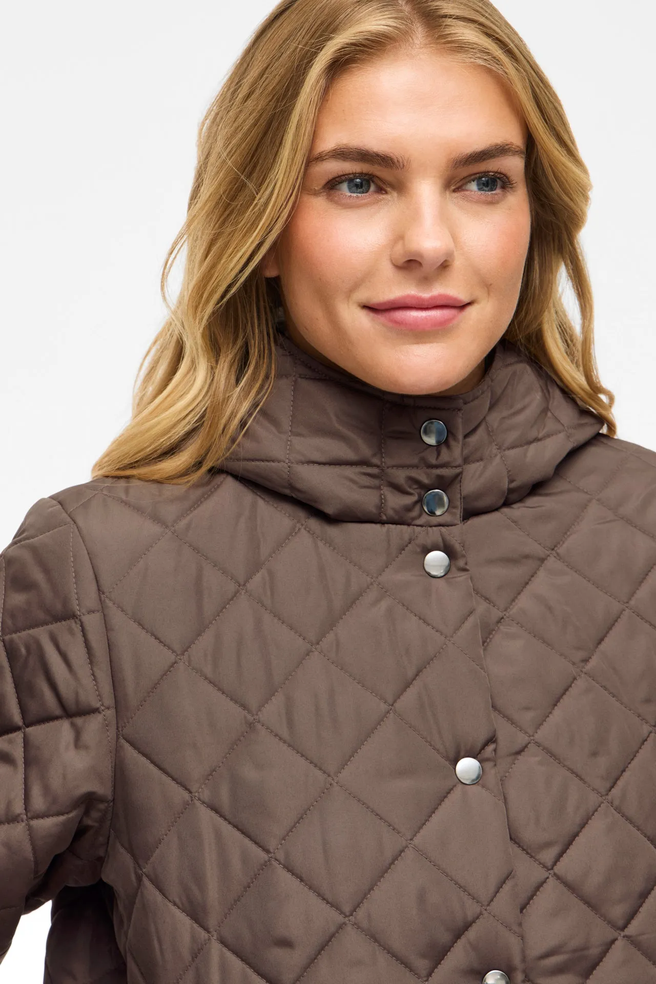 Classic Fit Tate Falcon Brown Quilted Hooded Jacket