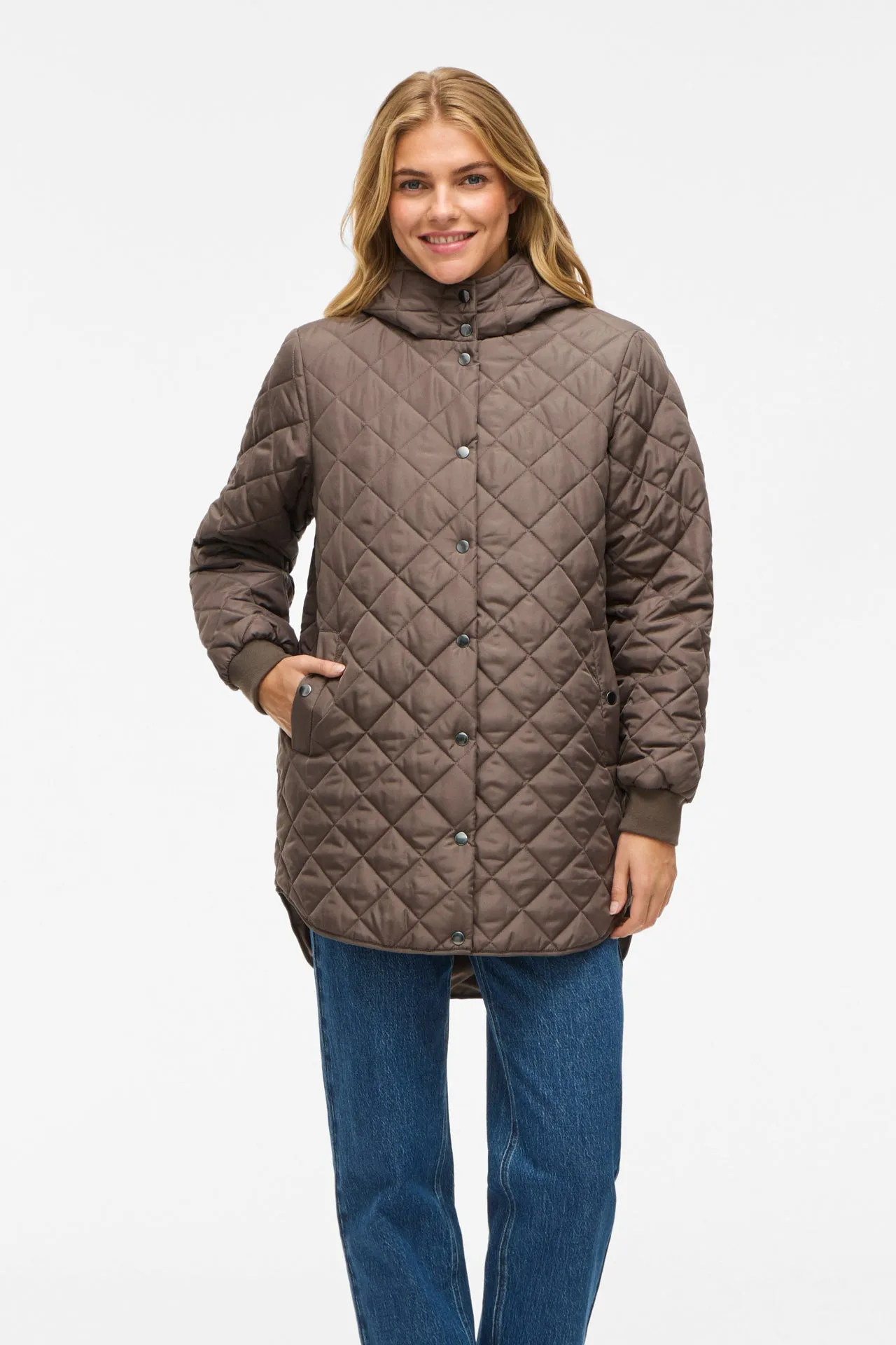 Simple Comfort Tate Falcon Brown Quilted Hooded Jacket