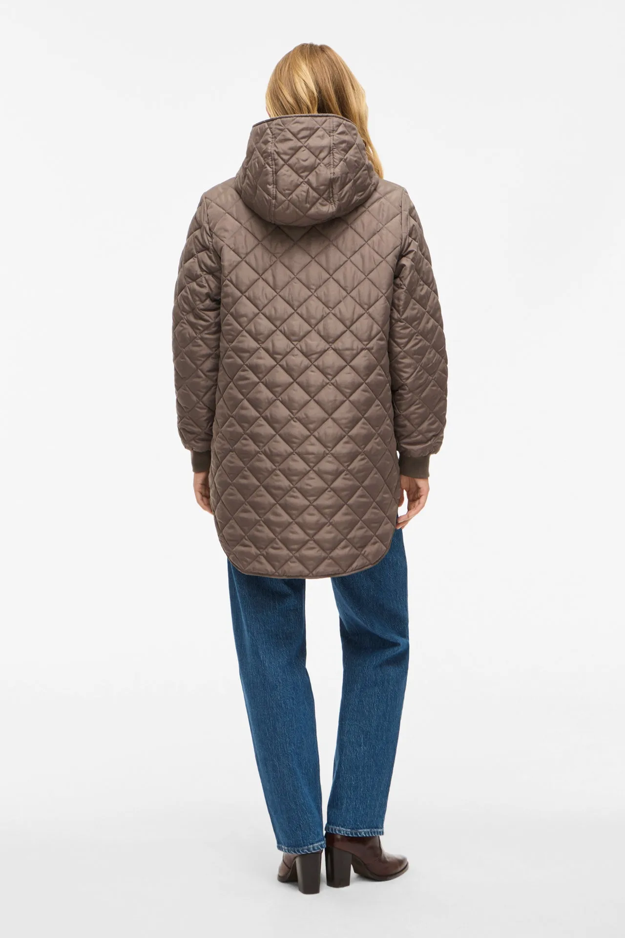 Ergonomic Shoulder Cut Tate Falcon Brown Quilted Hooded Jacket