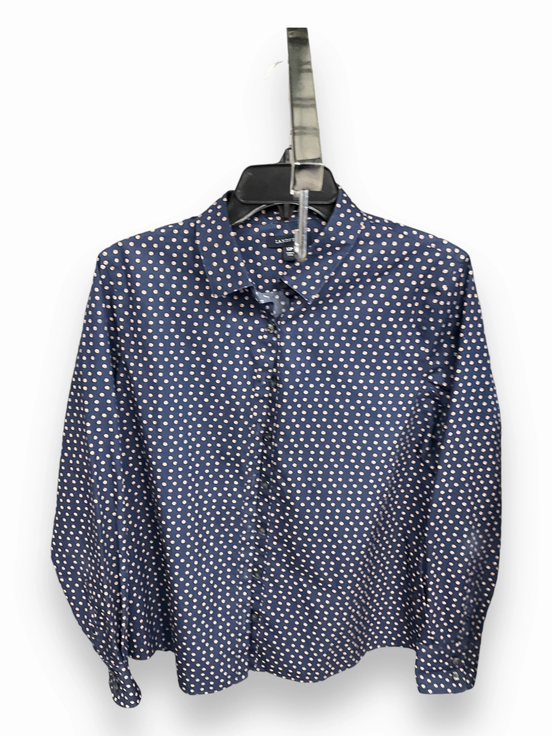 AdjustableDrawstring Blouse Long Sleeve By Lands End In Polkadot Pattern, Size: 12p