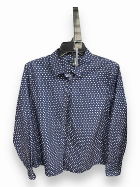 AdjustableDrawstring Blouse Long Sleeve By Lands End In Polkadot Pattern, Size: 12p