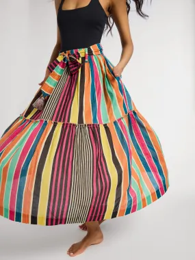 Franc?oise Skirt in Ibiza Stripe Wrap Closure