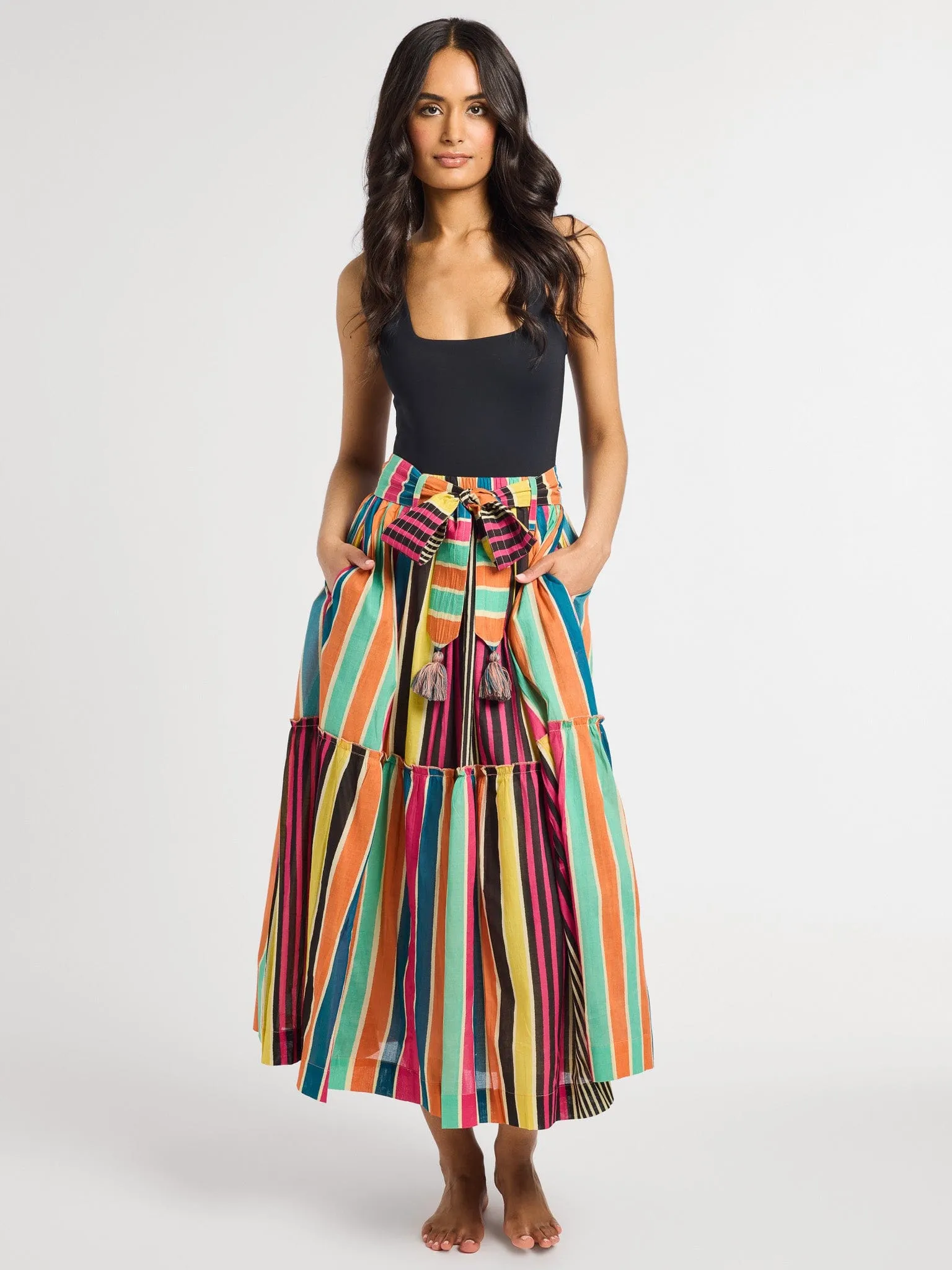 Franc?oise Skirt in Ibiza Stripe Curvy Fit