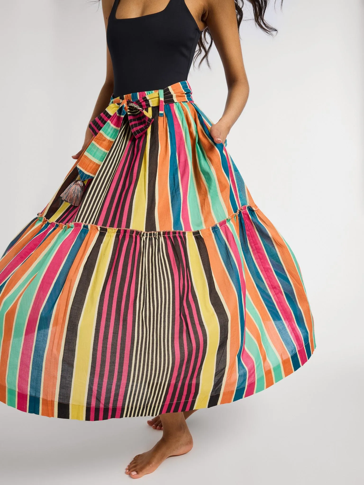 Franc?oise Skirt in Ibiza Stripe Wrap Closure