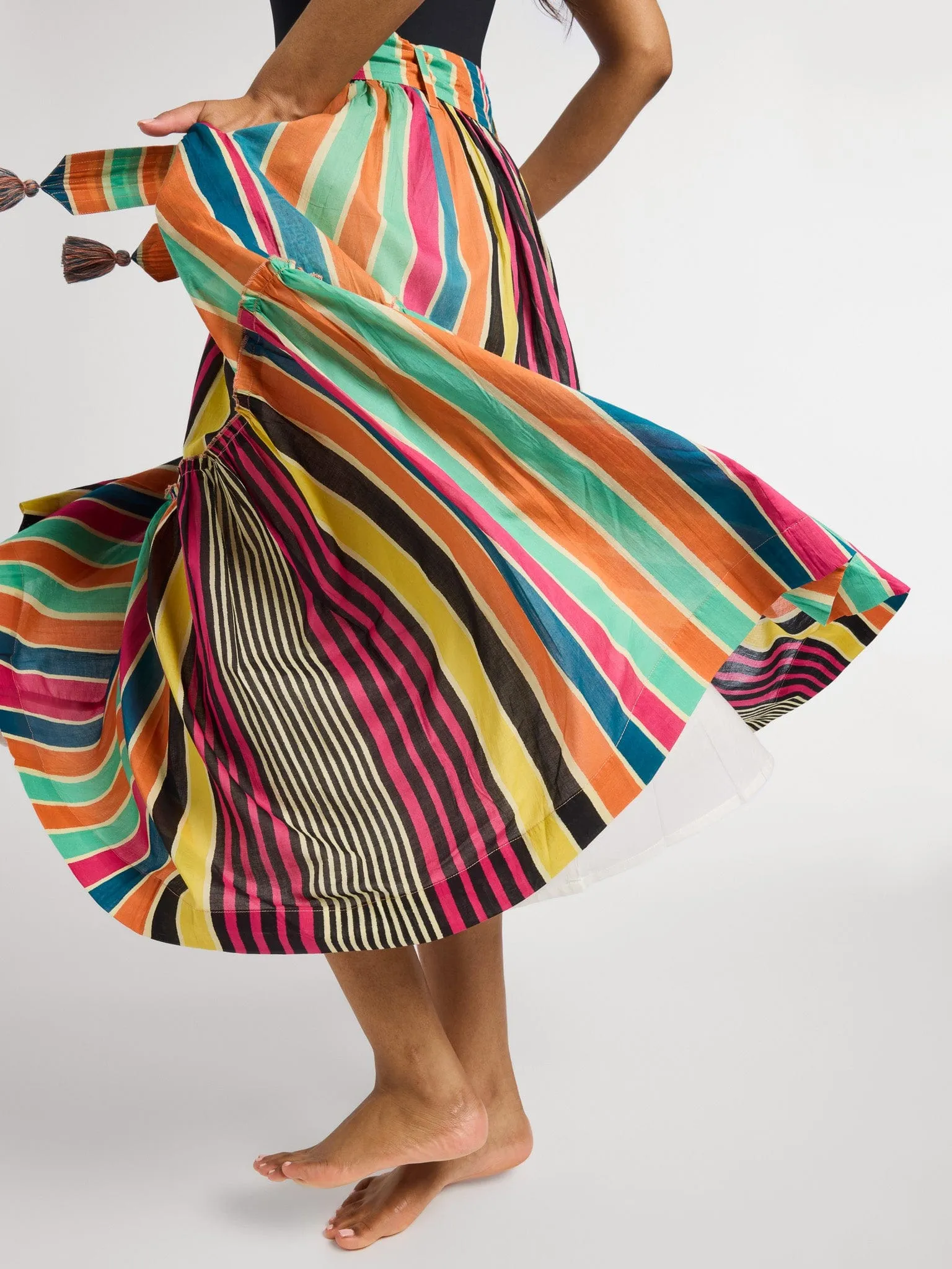 Franc?oise Skirt in Ibiza Stripe Fashion Combo Soft Texture