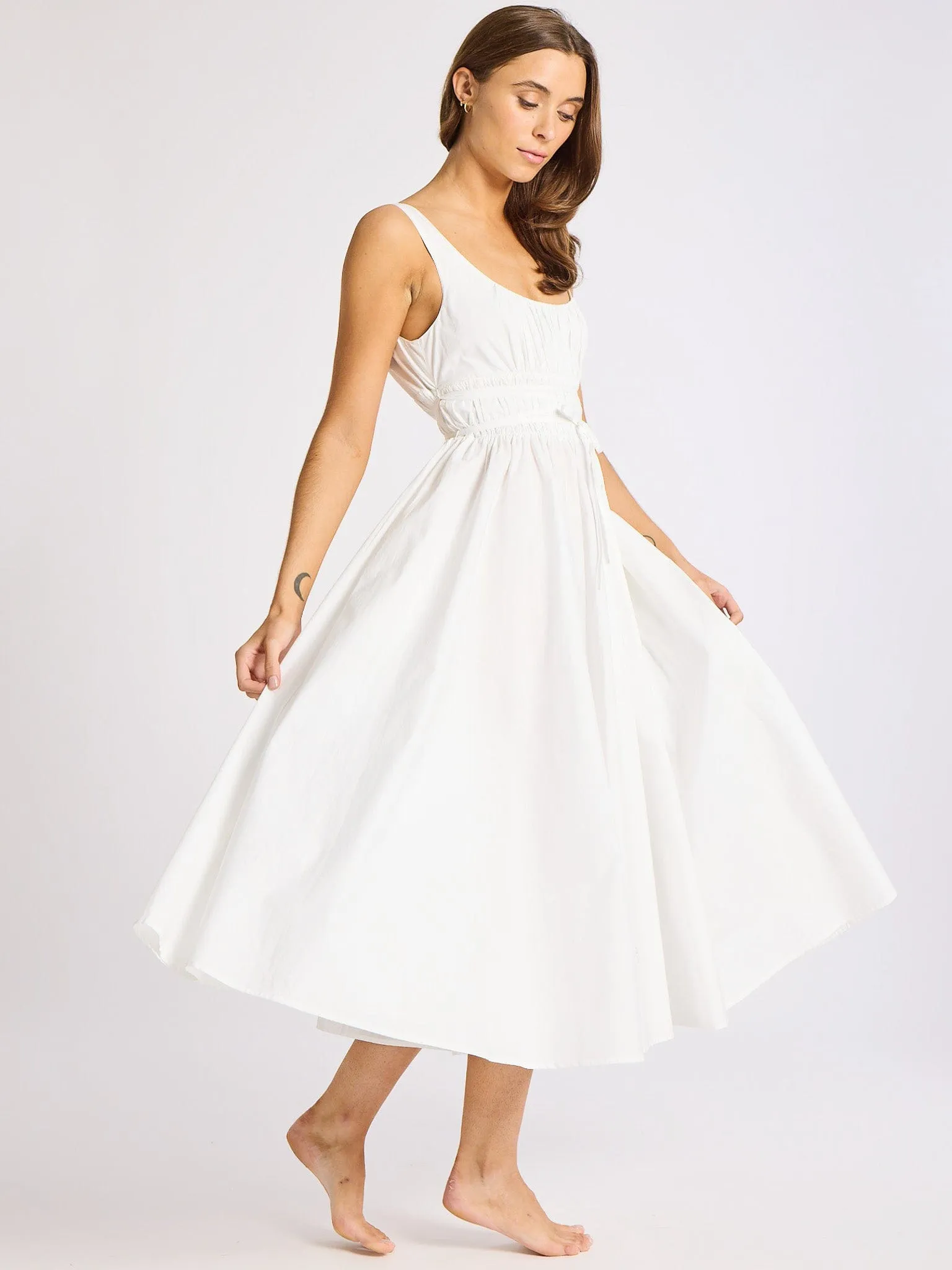 Frannie Dress in White Silky Form Grab Quick