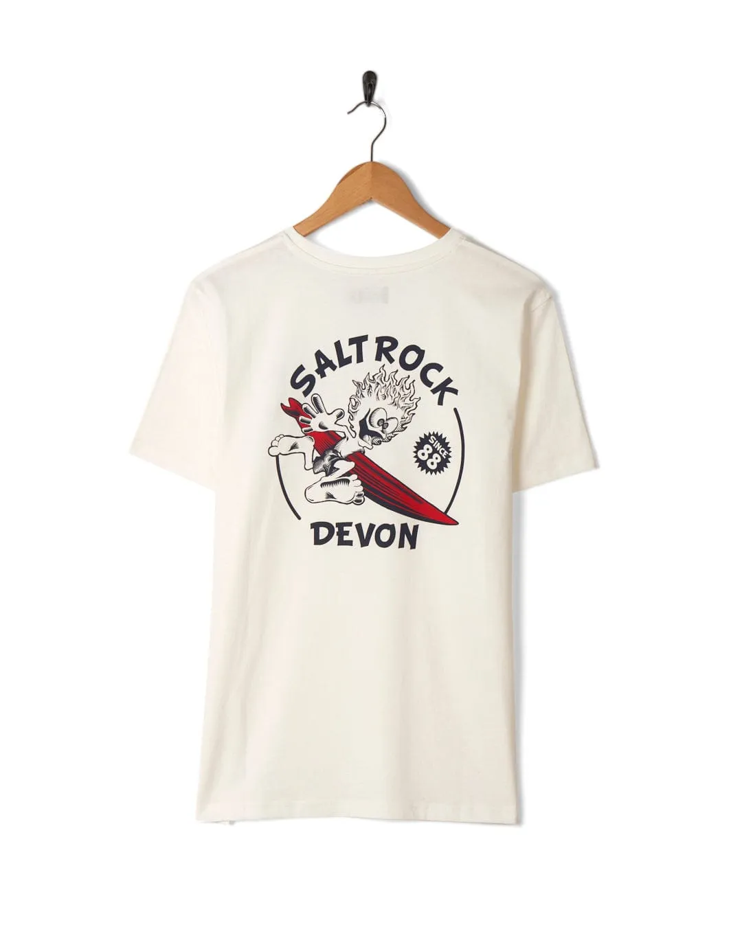 Cool Weather Wear Ethically Sourced Material Wave Rider Devon - Mens Short Sleeve T-Shirt - White