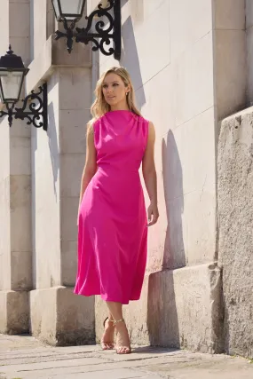 Soft Touch Larsa Fuchsia Pink Midi Dress