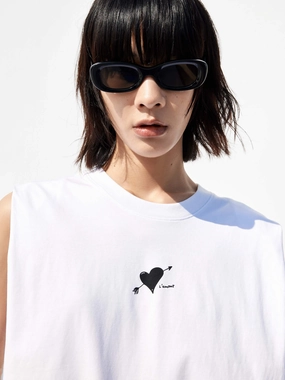 Durable Bonding Breathable fabric HOT SALE Sleeveless Sweetheart Print T-Shirt
