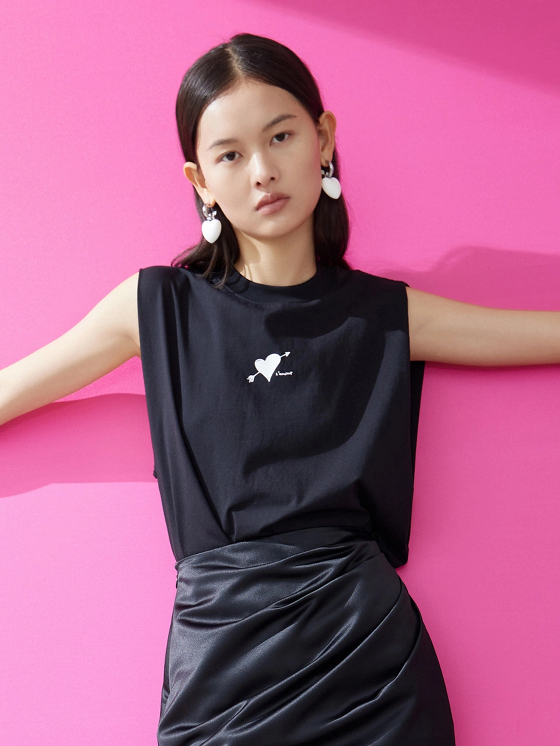 HOT SALE Sleeveless Sweetheart Print T-Shirt Wrinkle Resistant Finish Quick Dry Technology
