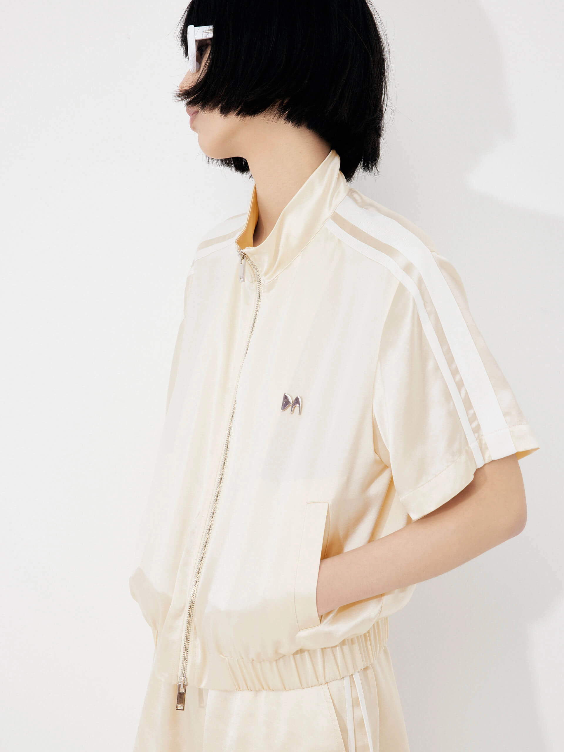 Satin Casual Jacket Moisture Wicking Fabric High Density Weave