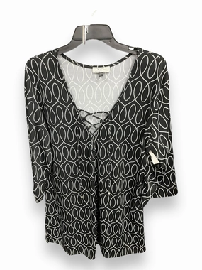 Tunic 3/4 Sleeve By Clothes Mentor In Black & White, Size: Xl Trendy Look