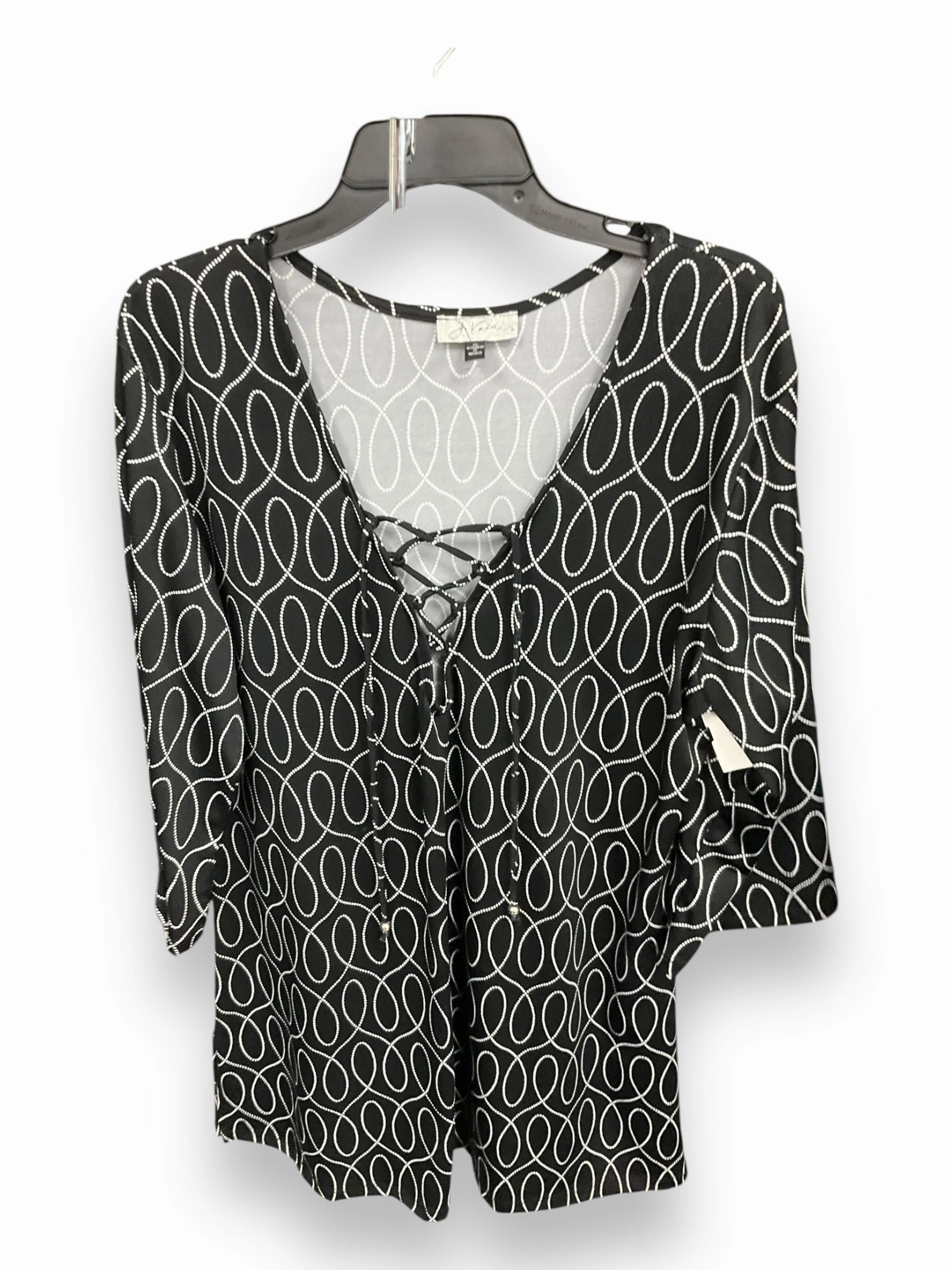 Tunic 3/4 Sleeve By Clothes Mentor In Black & White, Size: Xl Trendy Look