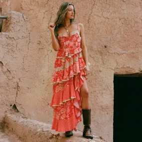 Date-Night Light material Full Bloom Ruffle Soir??e Dress