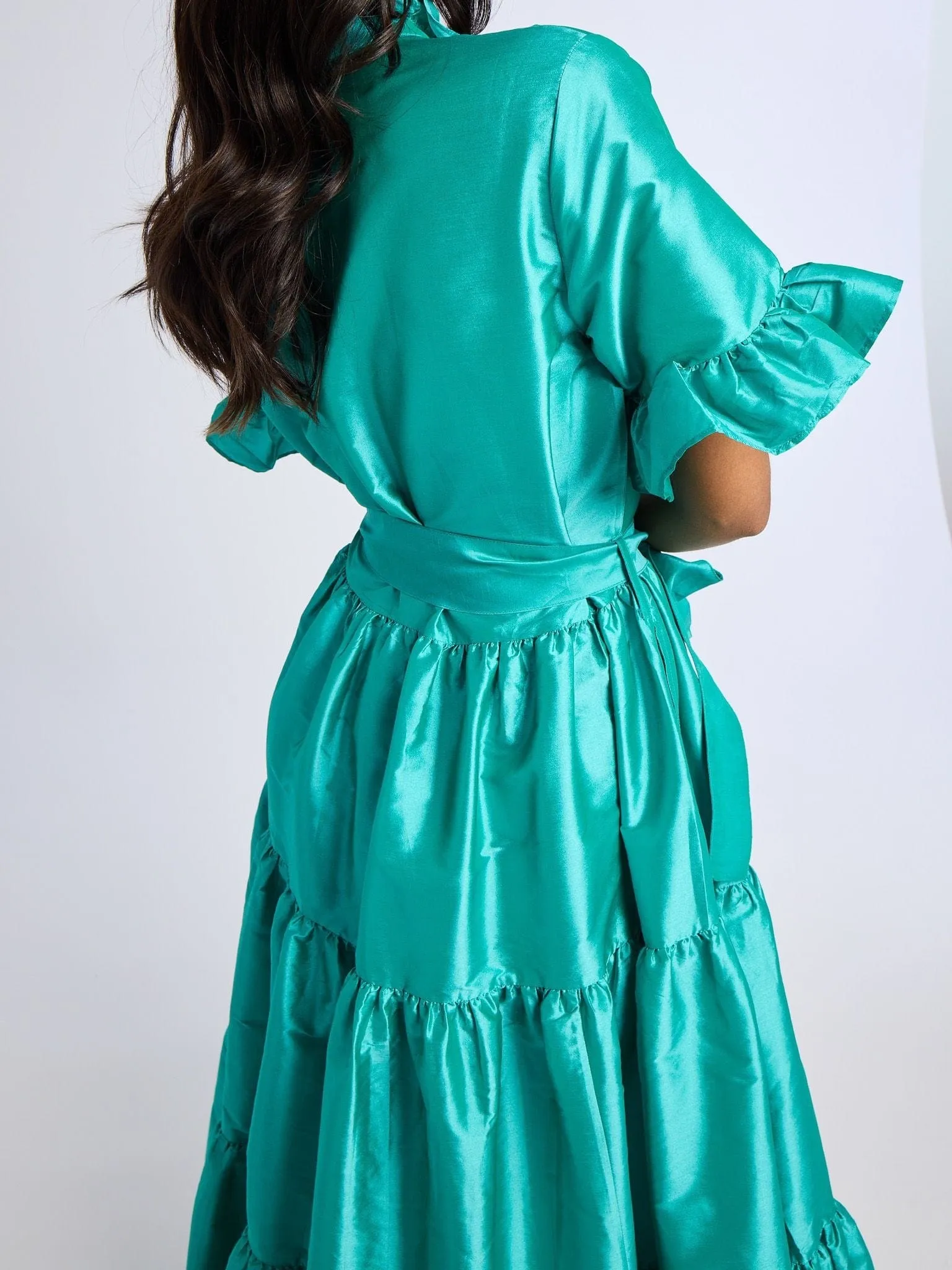 Victoria Dress in Atlantic Taffeta Flare Hem