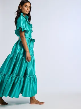 Victoria Dress in Atlantic Taffeta Polished Wear Clean Finish