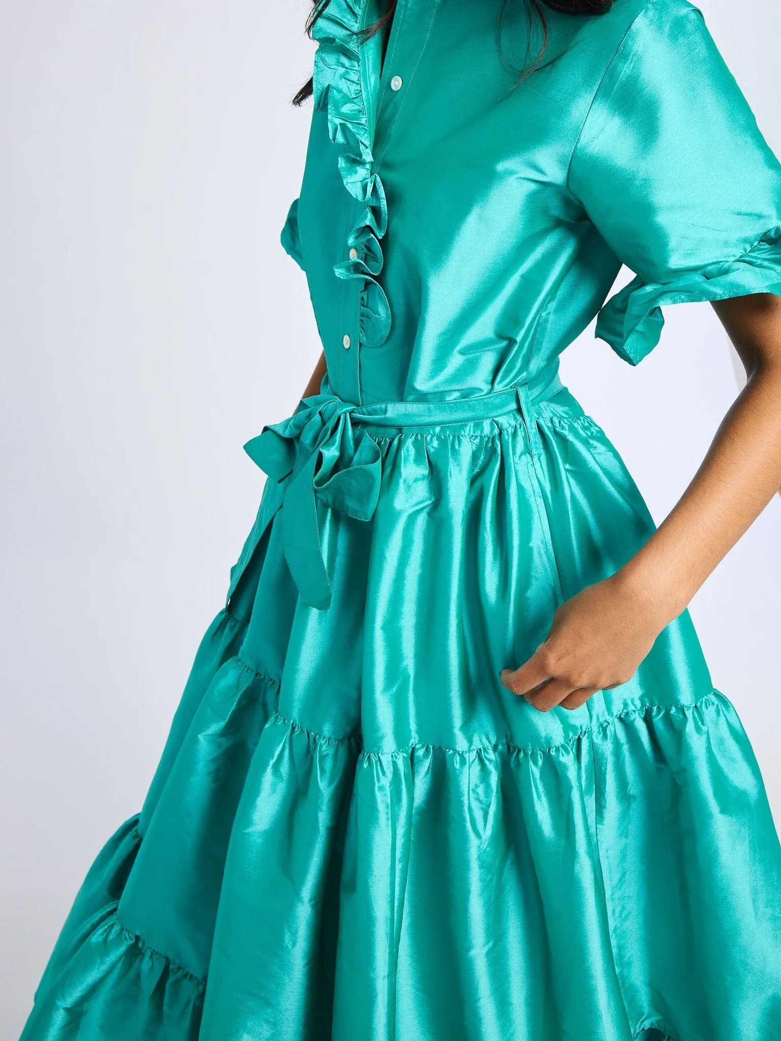 Victoria Dress in Atlantic Taffeta Exclusive-Design Soft Colorway