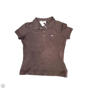 Sporty and Stylish Top Short Sleeve Designer By Lacoste In Brown, Size: 12