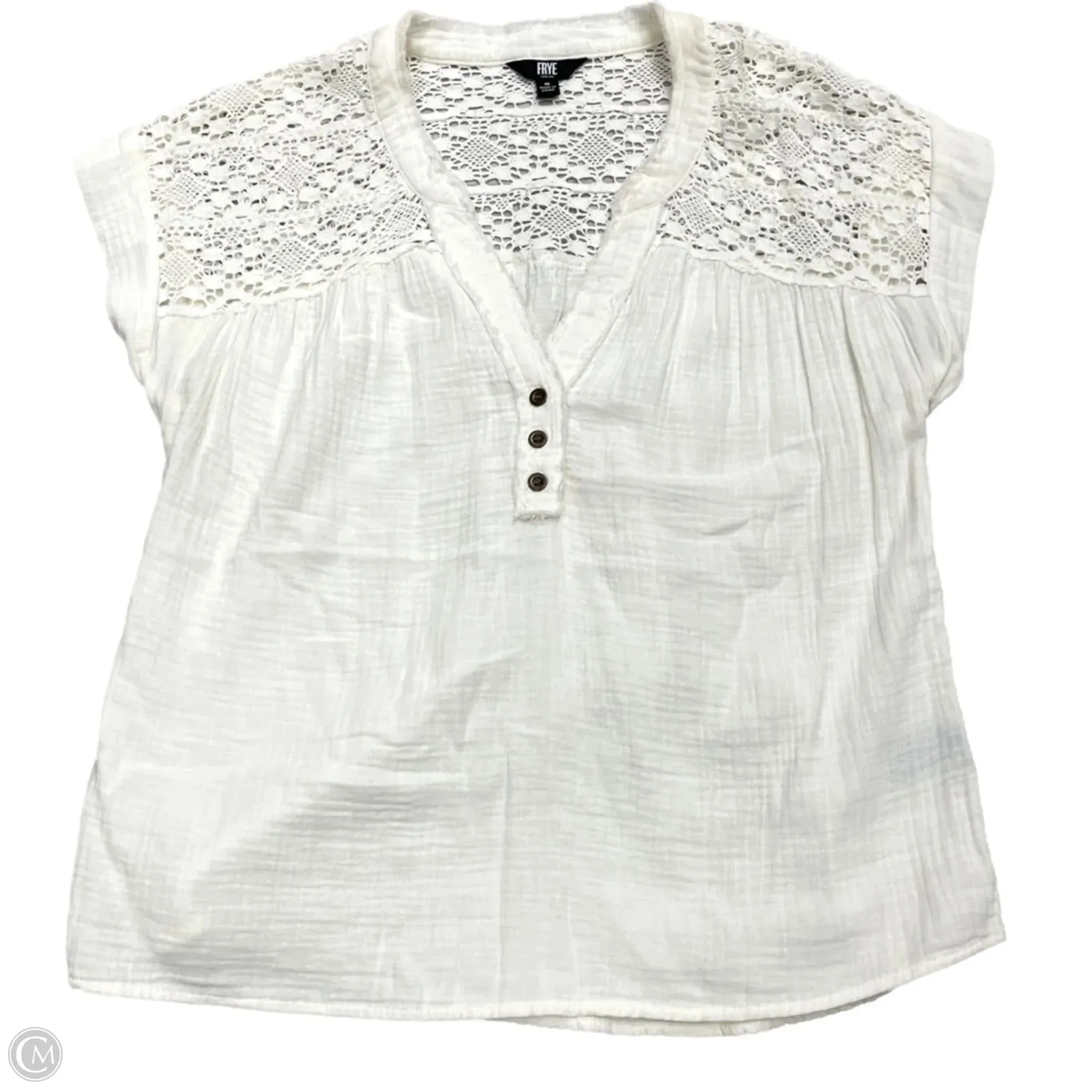 Effortless Comfort Eco Friendly Production Top Short Sleeve Designer By Frye In Cream, Size: M