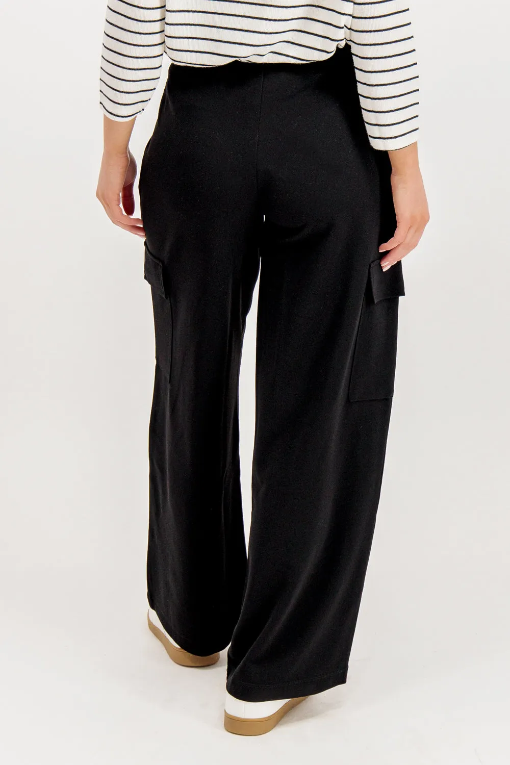 Water Resistant Finish Geggo Black Pocket Cargo Trousers