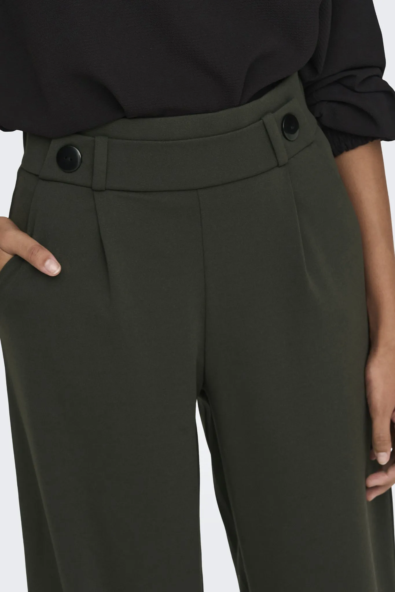 Geggo Peat Green Trousers Comfortable Look Work Comfort