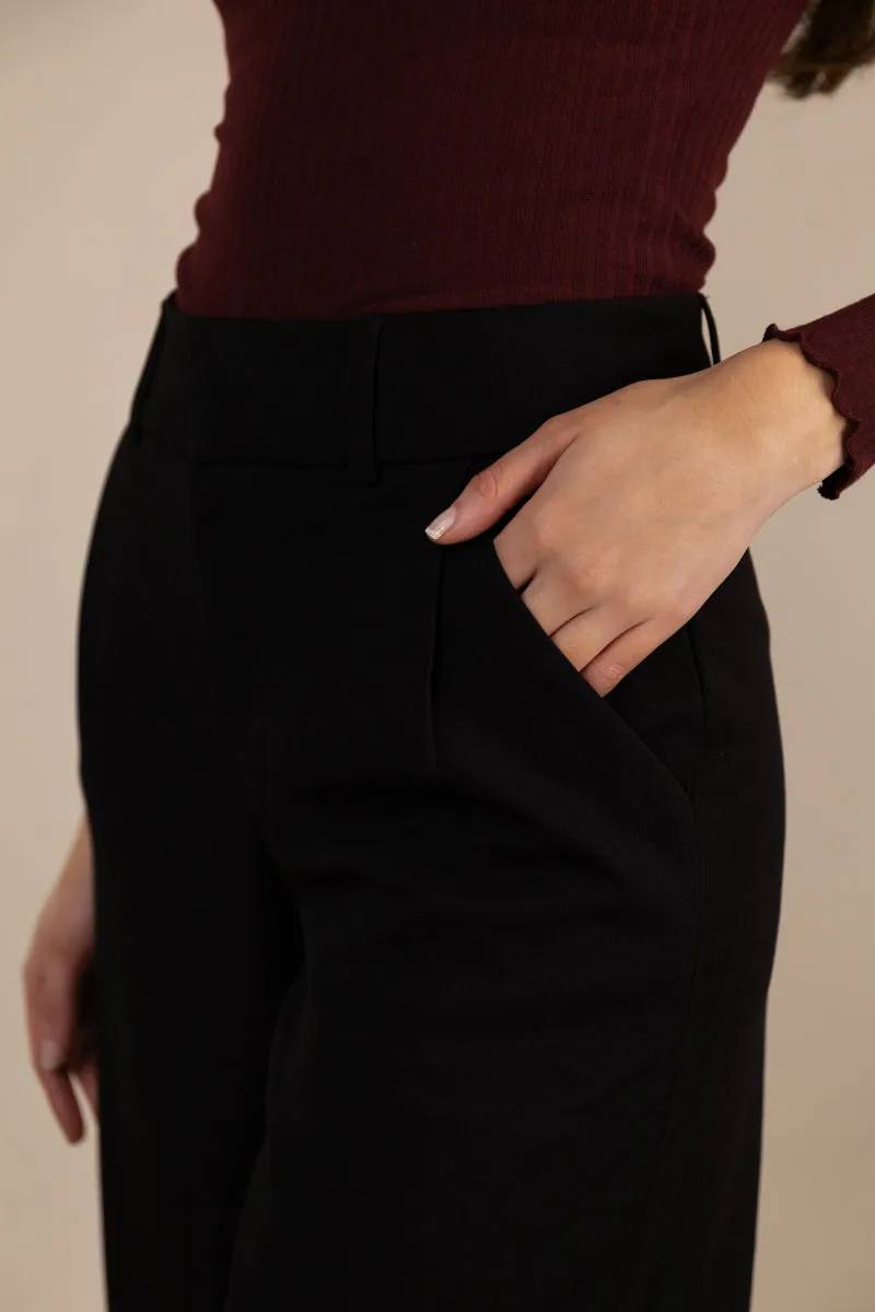 Geggo Straight Leg Black Trousers Essential Wearable Flattering Look