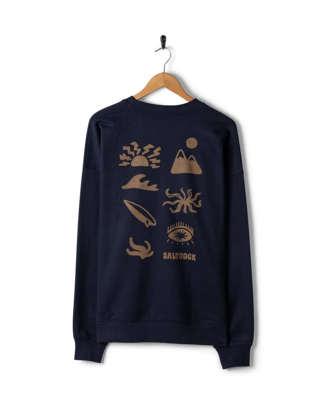 Block Icons - Mens Oversized Sweatshirt - Blue Sustainable Production Certified Winter Comfort Layer