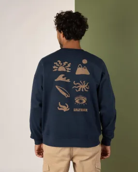 Block Icons - Mens Oversized Sweatshirt - Blue Cozy Stretch Fit Fashionable Look
