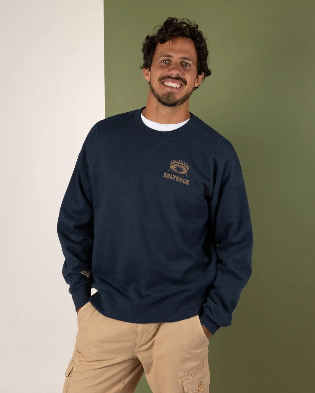 Block Icons - Mens Oversized Sweatshirt - Blue All Purpose Fit Warm Comfort Fit