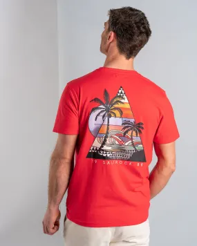 Geo Beach - Mens Short Sleeve T-Shirt - Red Skin Friendly Lining Stylish and Easygoing