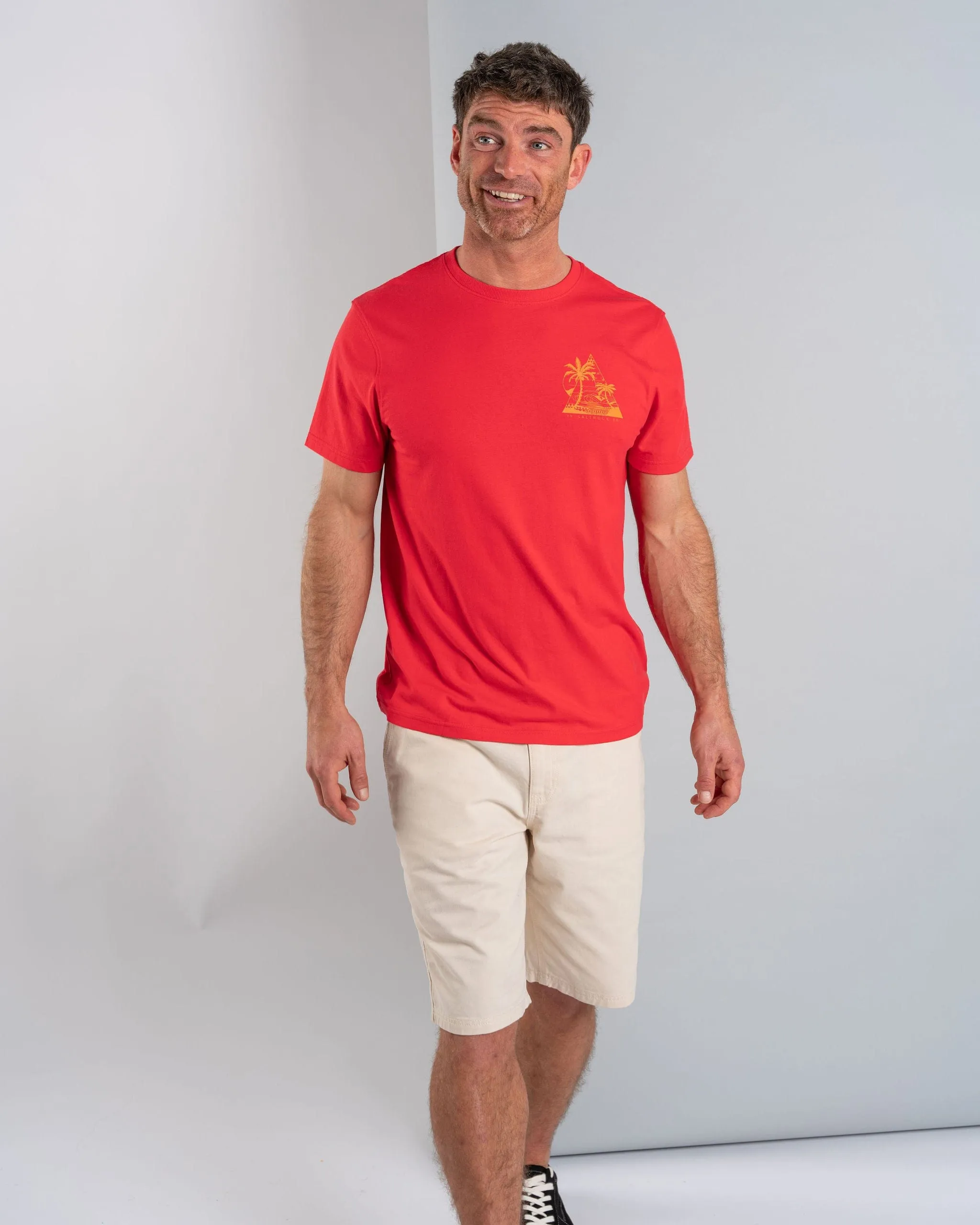 Geo Beach - Mens Short Sleeve T-Shirt - Red Comfy Touch QuickDryTechnology