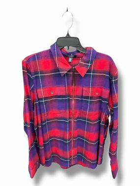 Top Long Sleeve By Chaps In Plaid Pattern, Size: 2x FoldableFeature StretchTechnology