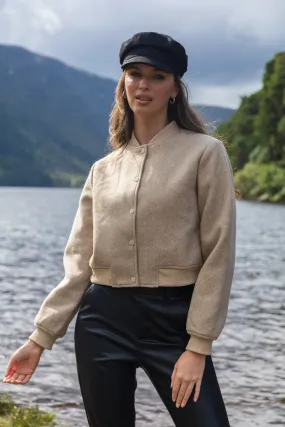 Abigail Beige Cropped Bomber Autumn Layers