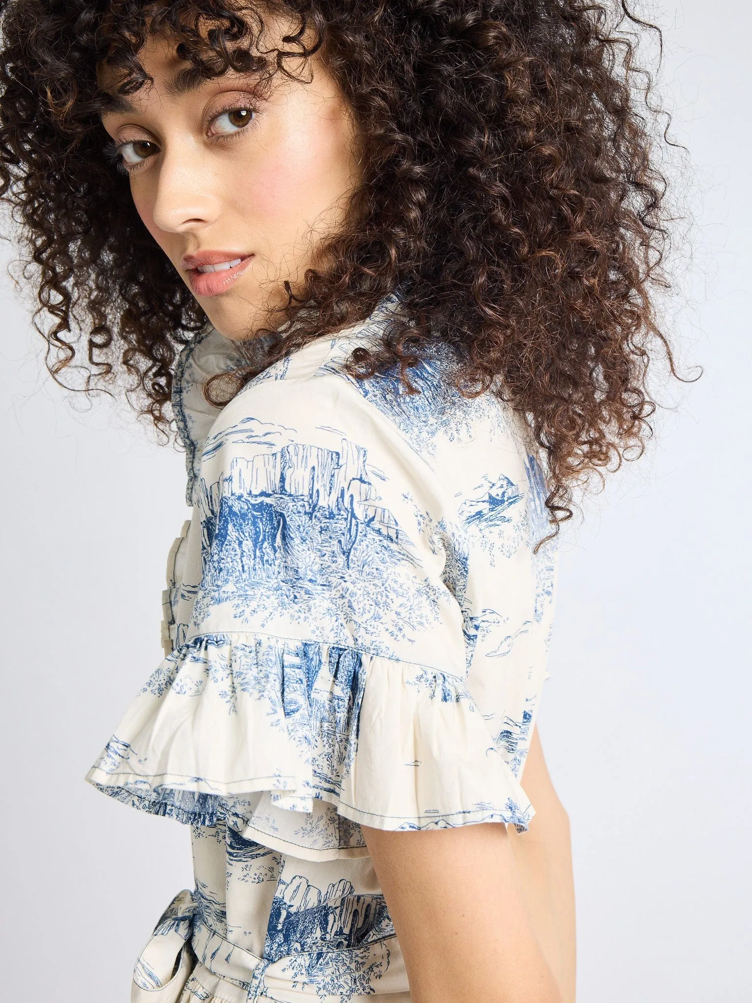 Warm Undertone Water-resistant Victoria Dress in Western Toile