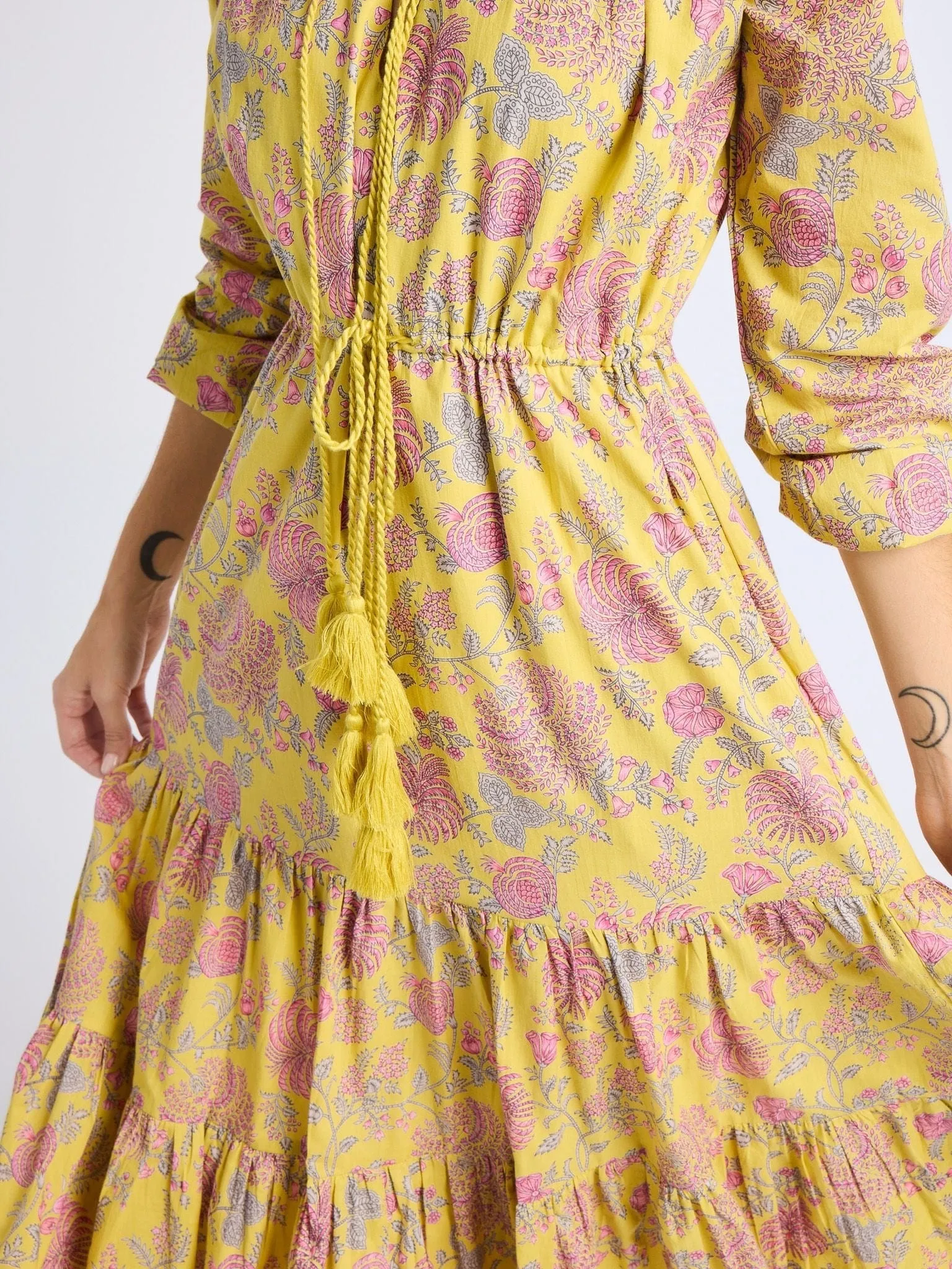 Family Vibe Flow Friendly Astrid Dress in Citron Floral