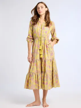 Leg-Lengthening Astrid Dress in Citron Floral