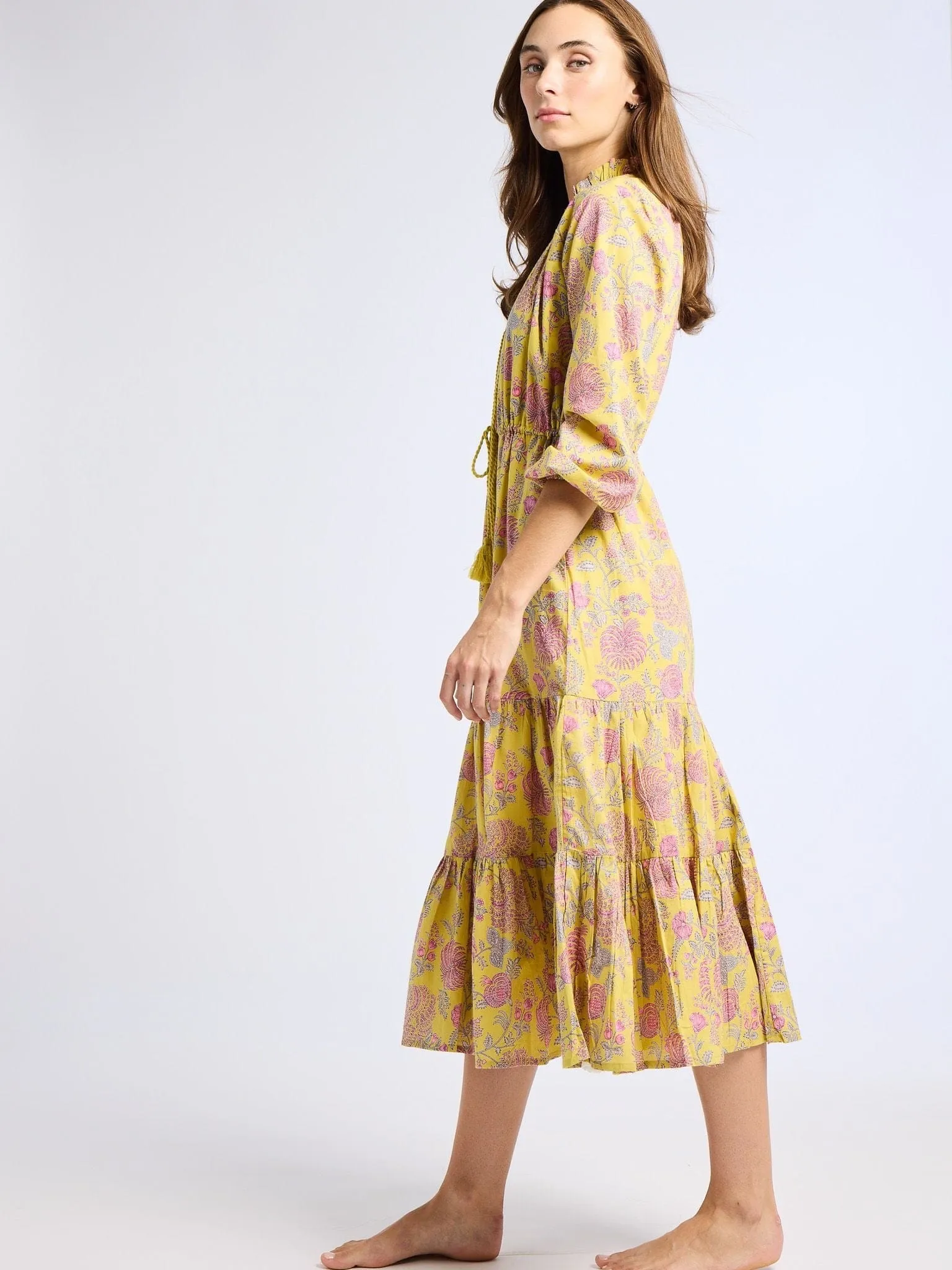Astrid Dress in Citron Floral Hook-And-Eye Comfortable fit