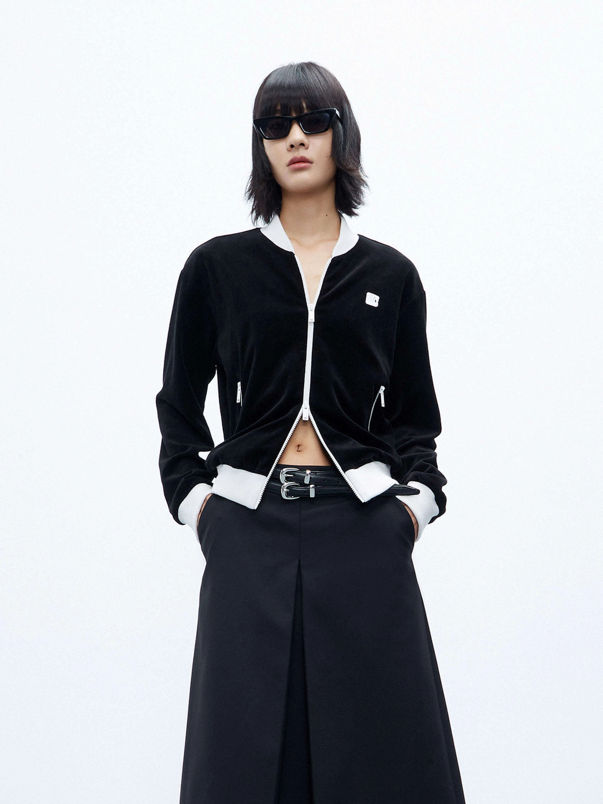 Contrast Detail Bomber Jacket Wrinkle Free Fabric Body Mapped Zones