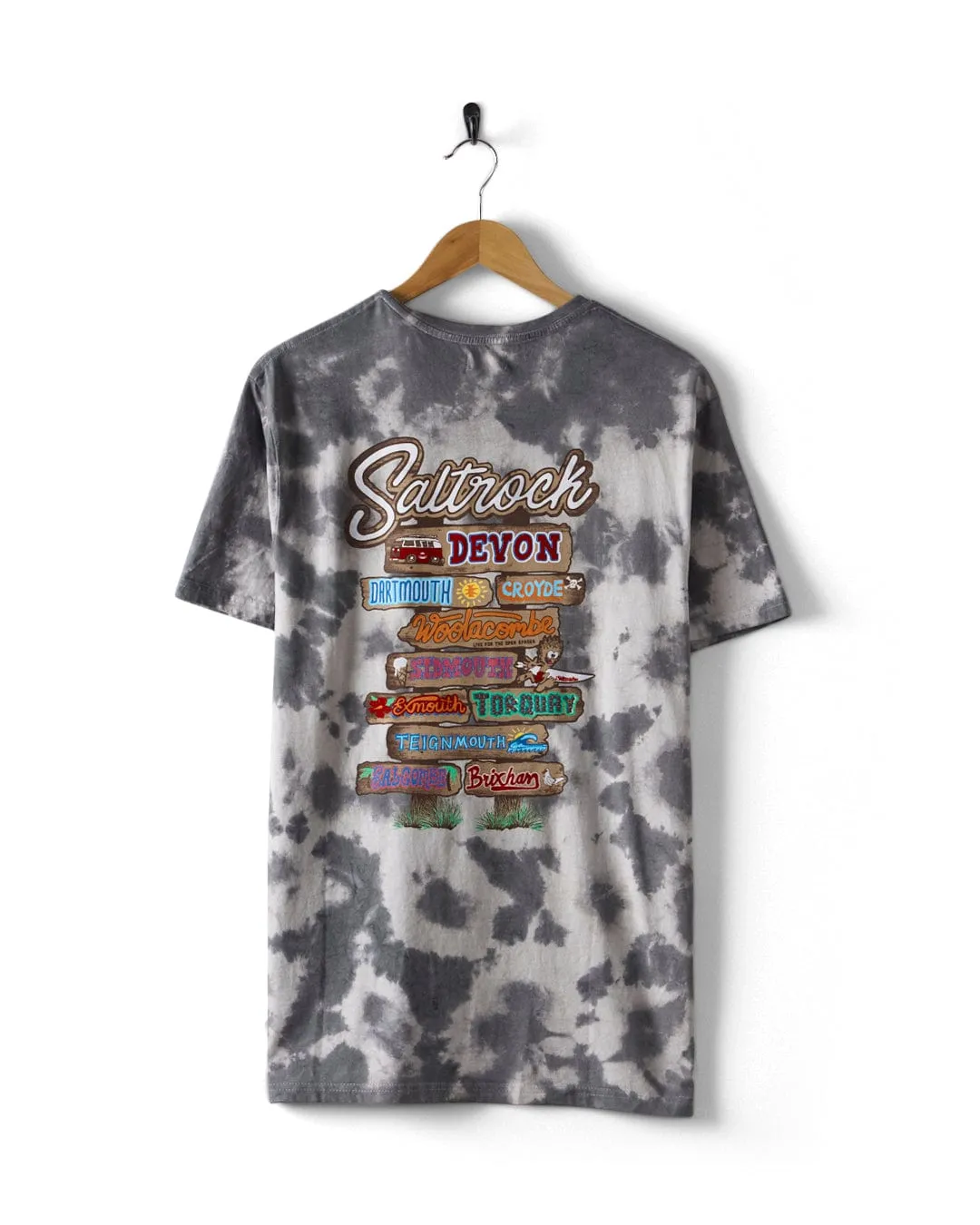 MoistureWickingFabric Beach Signs Devon - Mens Tie Dye T-Shirt - Grey