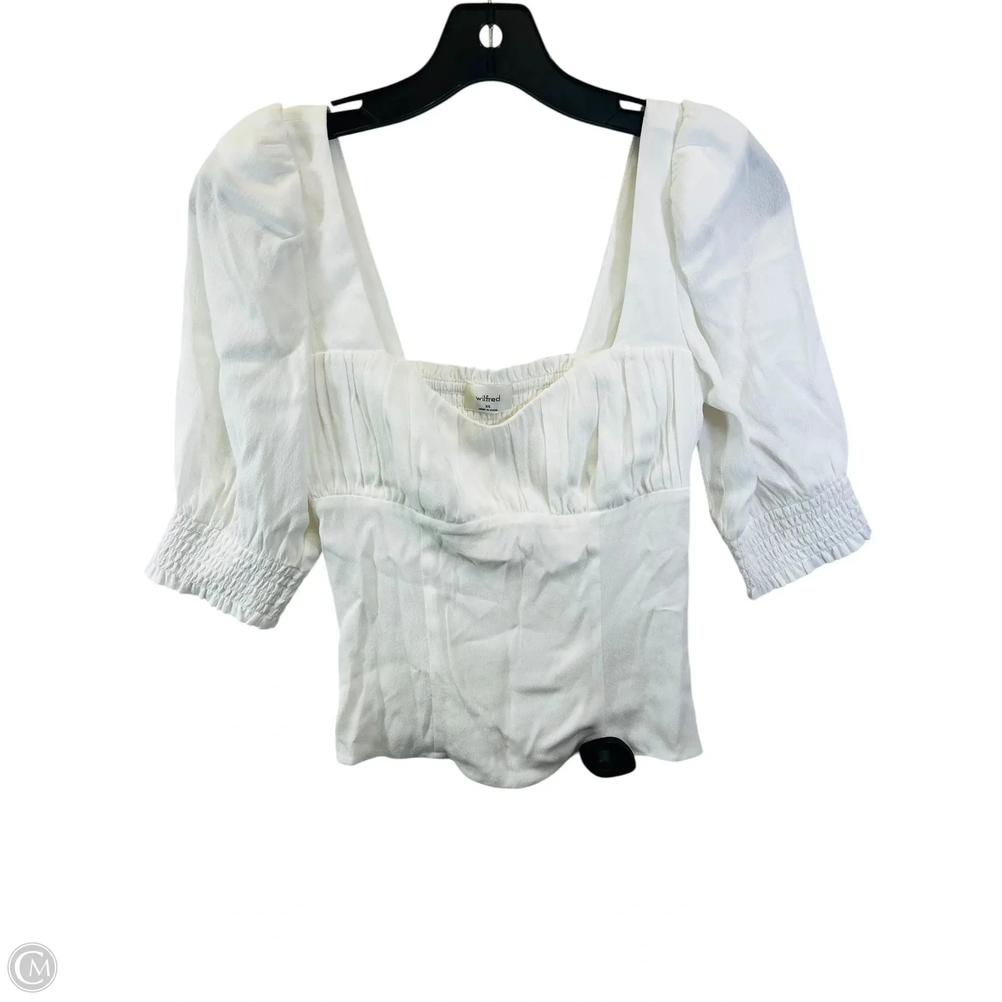Top Short Sleeve Designer By Wilfred In Ivory, Size: Xs Flexible Ribbed Cuffs Sporty essentials